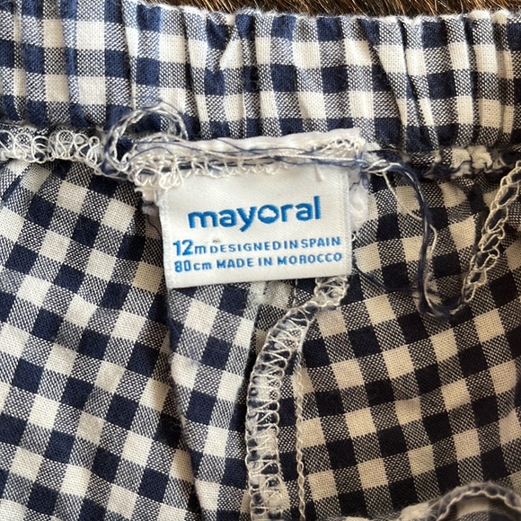 Mayoral navy and white plaid scalloped elastic shorts - Picture 2 of 4